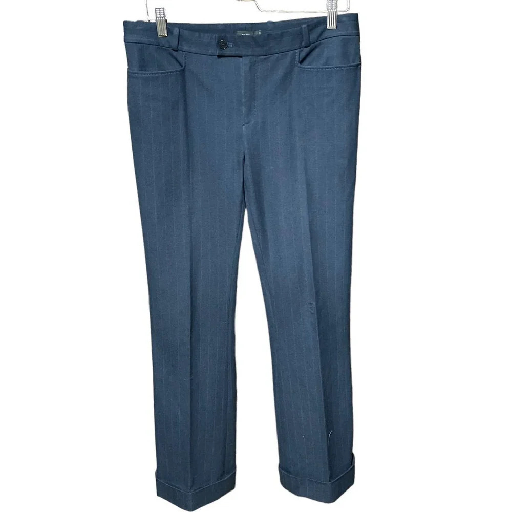 JOSEPH‎ Rocket Gabardine Stripe Jacquard Navy Blue Trouser Pants Size 42 / US 10
